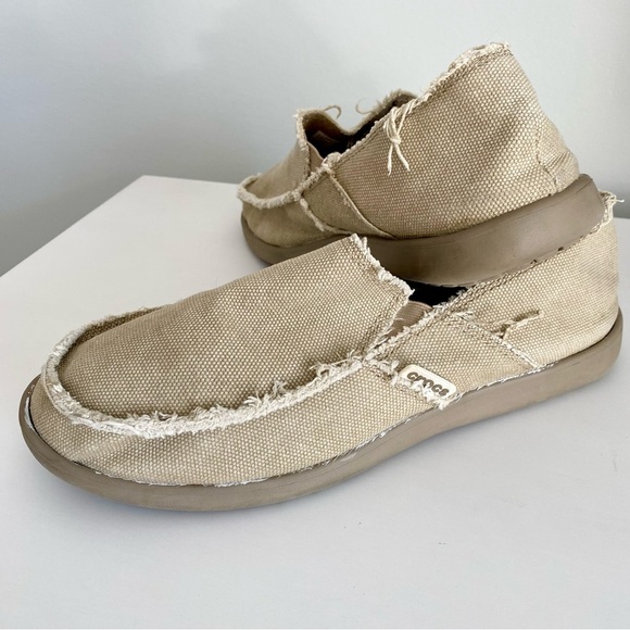 CROCS Tan Canvas Slip-Ons - Picture 1 of 4